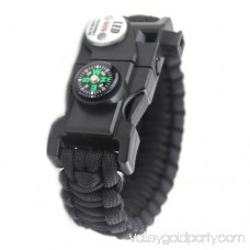 LED Light Outdoor Survival Camo Paracord Bracelet Flint Fire Starter Compass NEW (Orange)